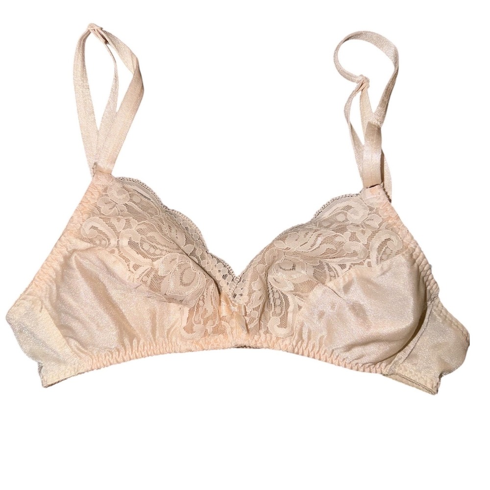 Olga Vintage Lace Wire Free Bra Peach Champagne 31007 Womens 36A W3
